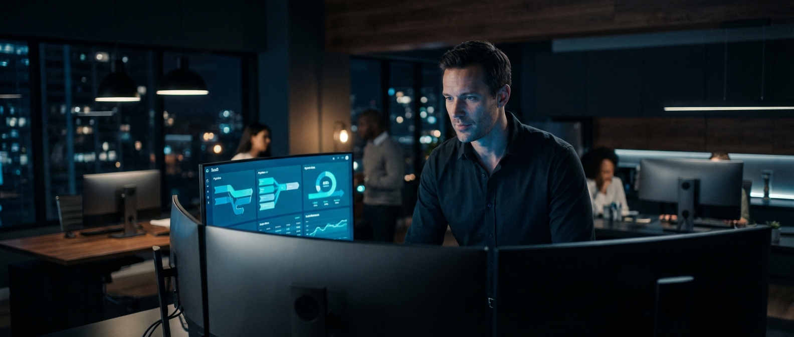 Team using SprintView dashboard in a modern office